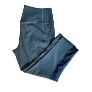 Nike | Running Croped Leggings Size M Olive Green Black Mesh Blocks